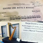 Exhibition of Tournier's harp and archives, Camac Festival, Nice 2022