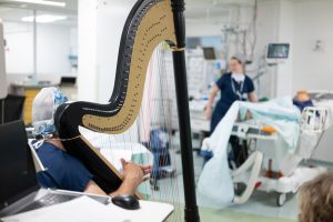 Harp music can help support patients while they face pain or anxiety. Photo by BRUNO COHEN