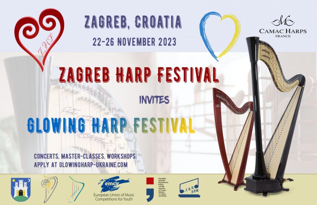 The 10th Zagreb International harp festival, in conjunction with the Glowing Harp festival, will be taking place from 22-26 November 2023.