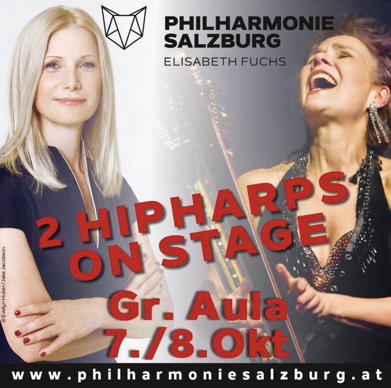 2 HIPHARPS on stage: Deborah Henson-Conant & Evelyn Huber