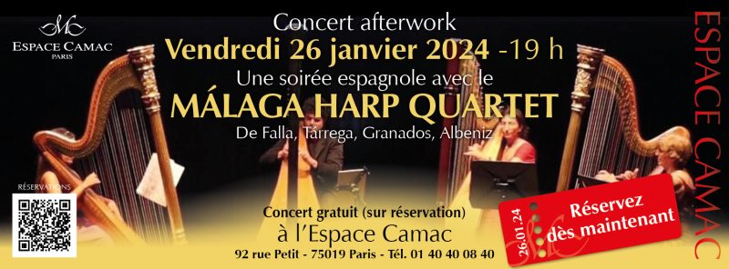 Le quatuor de harpes de Malaga, 26 janvier à l'Espace Camac