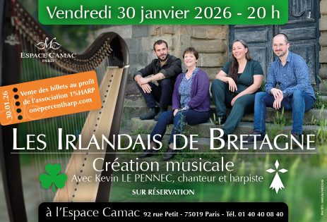 Le 30 Janvier 2026: Les Irlandais de Bretagne: Création musicale avec Kevin LE PENNEC, chanteur et harpiste