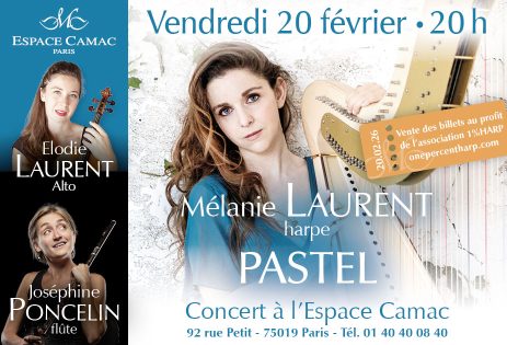 20 February: Mélanie Laurent and ‘Pastel’ with Élodie Laurent (viola) and Joséphine Poncelin (flute) at Espace Camac