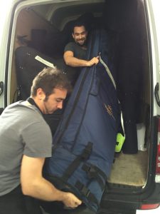 Thomas and Enric load the van