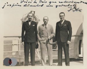 Pierre Jamet, Igor Stravinsky and René Le Roy during a transatlantic voyage
